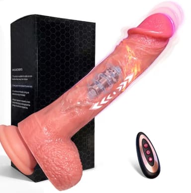 Next-Level 8.86-Inch Realistic Thrust Vibrator - Liquid Silicone, Telescopic And Vibration Modes, Remote Control, G-Spot/Anal Focused Adult Toy for Women, with Huge Strong Suction Cup for Hands-Free Play