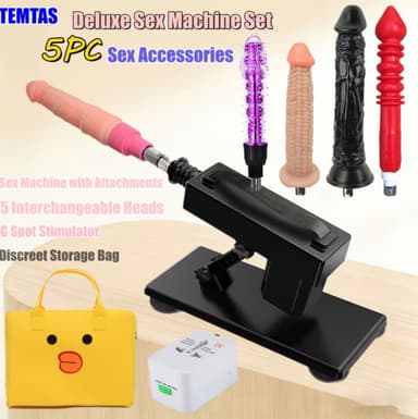 Automatic Thrusting Sex Machine Set Love Machine for Women Men Couples Strong Powerful Motor 9 Speeds Adjustable Angle 5 Attachments Hands Free G Spot Stimulator Adult Toy Storage Bag